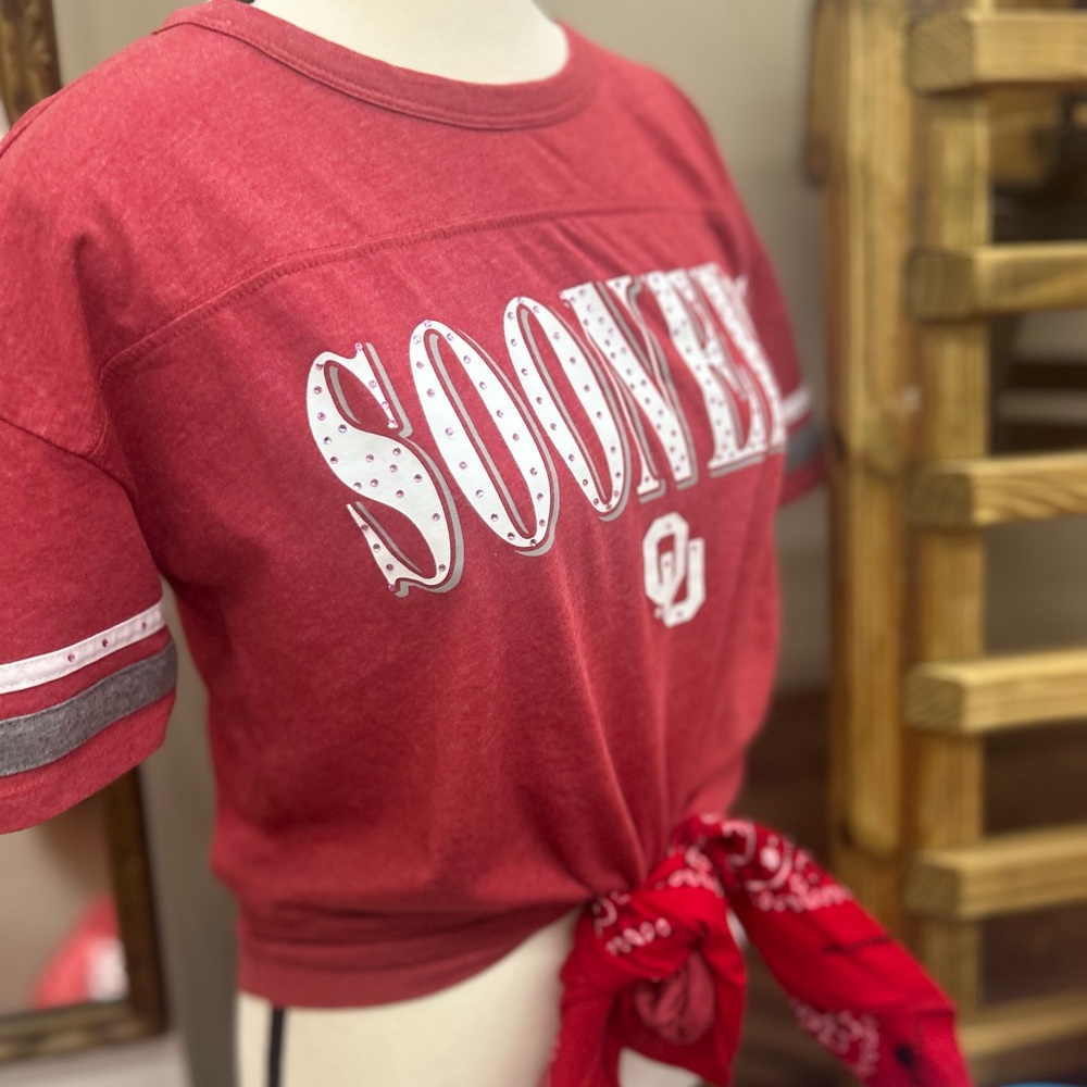 OU Sooners Rhinestone Shirt | Oklahoma Game Day Tee | Women’s Football Top